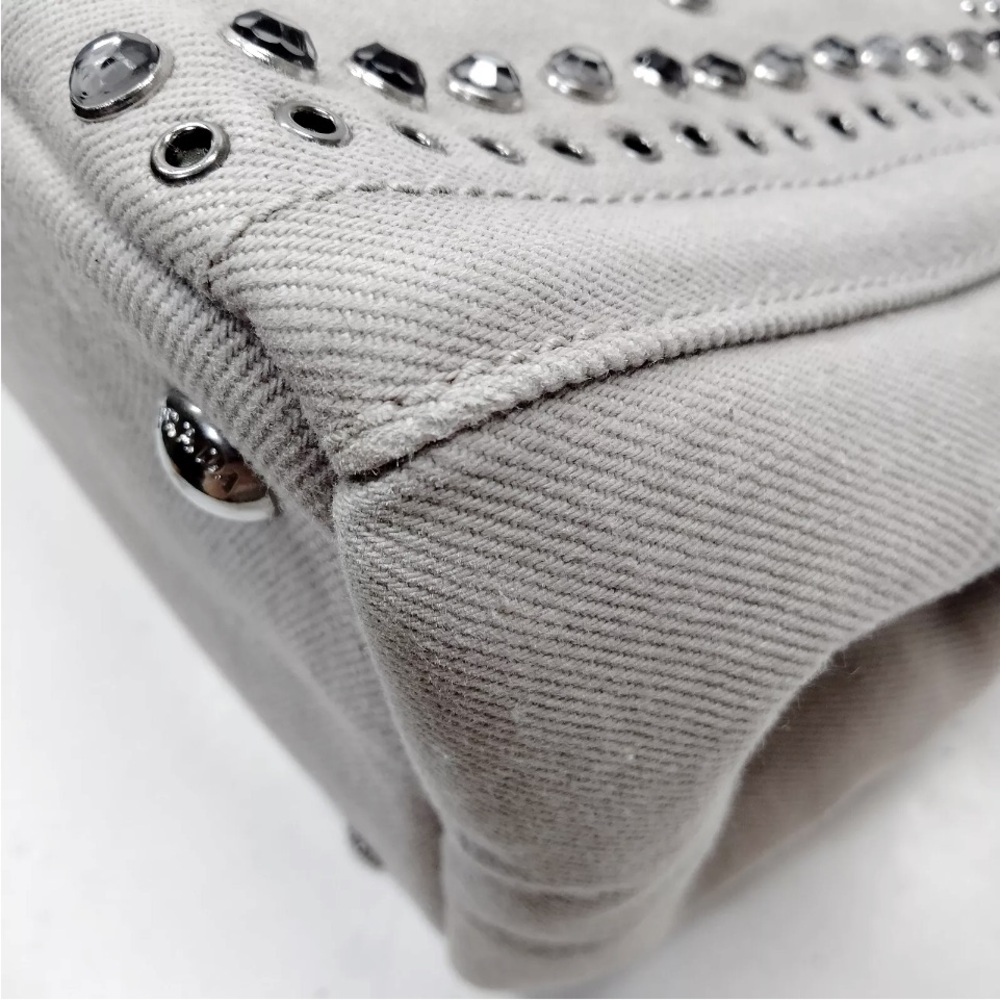 Prada Canapa Evil Eye Gray Tote with Grommets and Studs - Picture 6 of 15